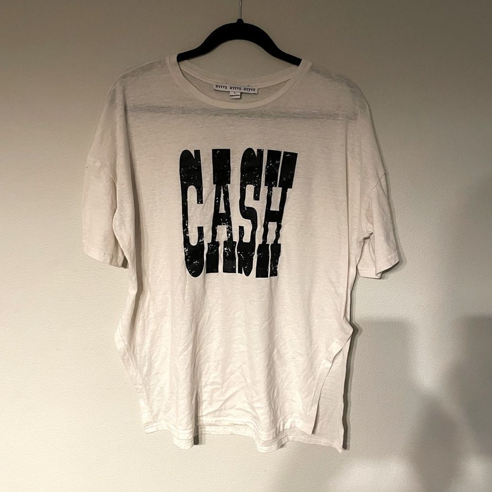 HYFVE Cream Cash High Slit Sides, Shirt. Size Large.